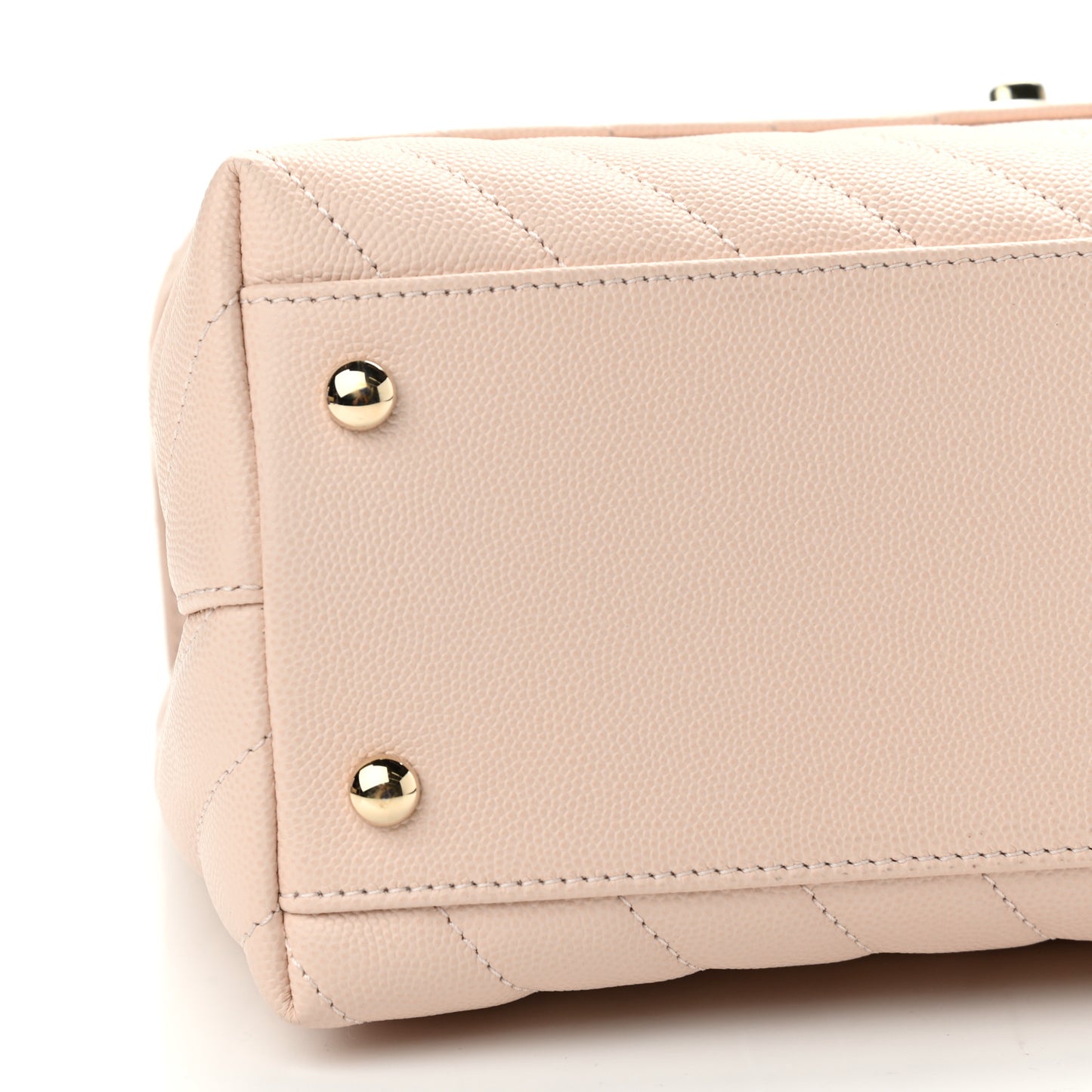 Caviar Lizard Embossed Chevron Quilted Small Coco Handle Flap Beige