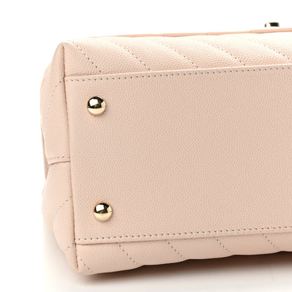 Chanel Caviar Lizard Embossed Chevron Quilted Small Coco Handle Flap Beige 9 of 11