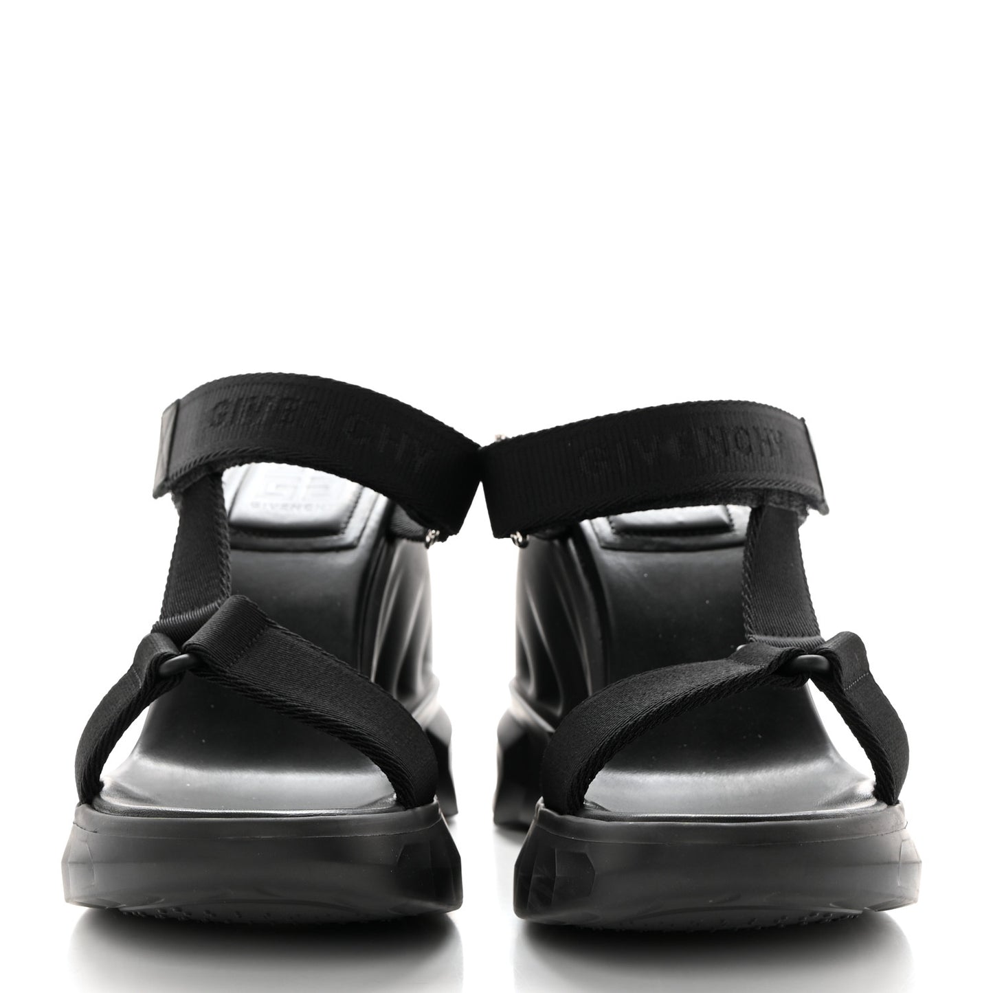 Rubber Marshmallow Wedge Strap Sandals 38 Black
