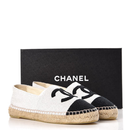 Chanel Terry Cloth CC Espadrilles 40 Silver Black 10 of 10