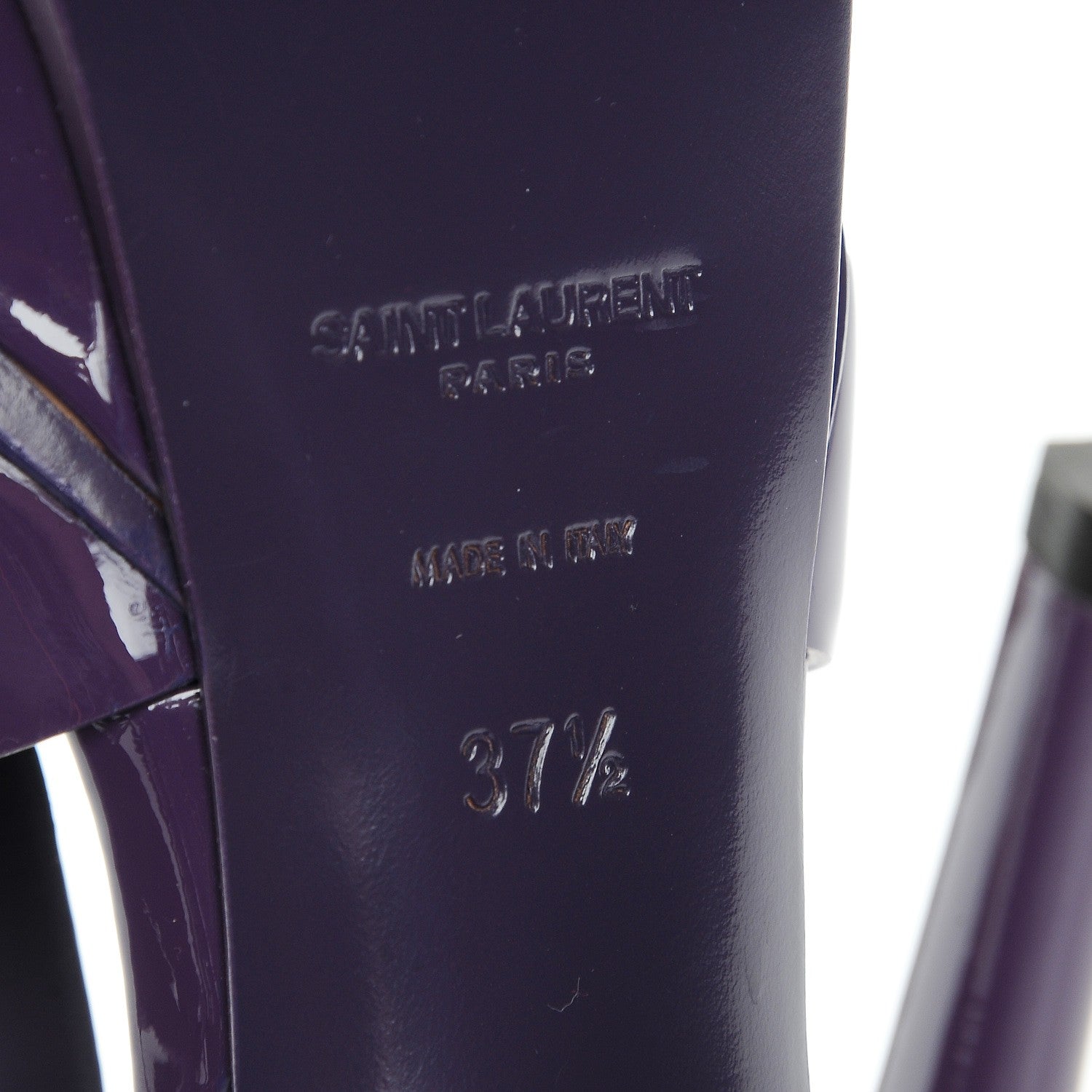 Saint Laurent Patent Tribute 105 Platform Sandals 37.5 Purple 6 of 8