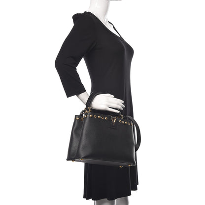 Louis Vuitton Taurillon Studded Capucines PM Black 3 of 11