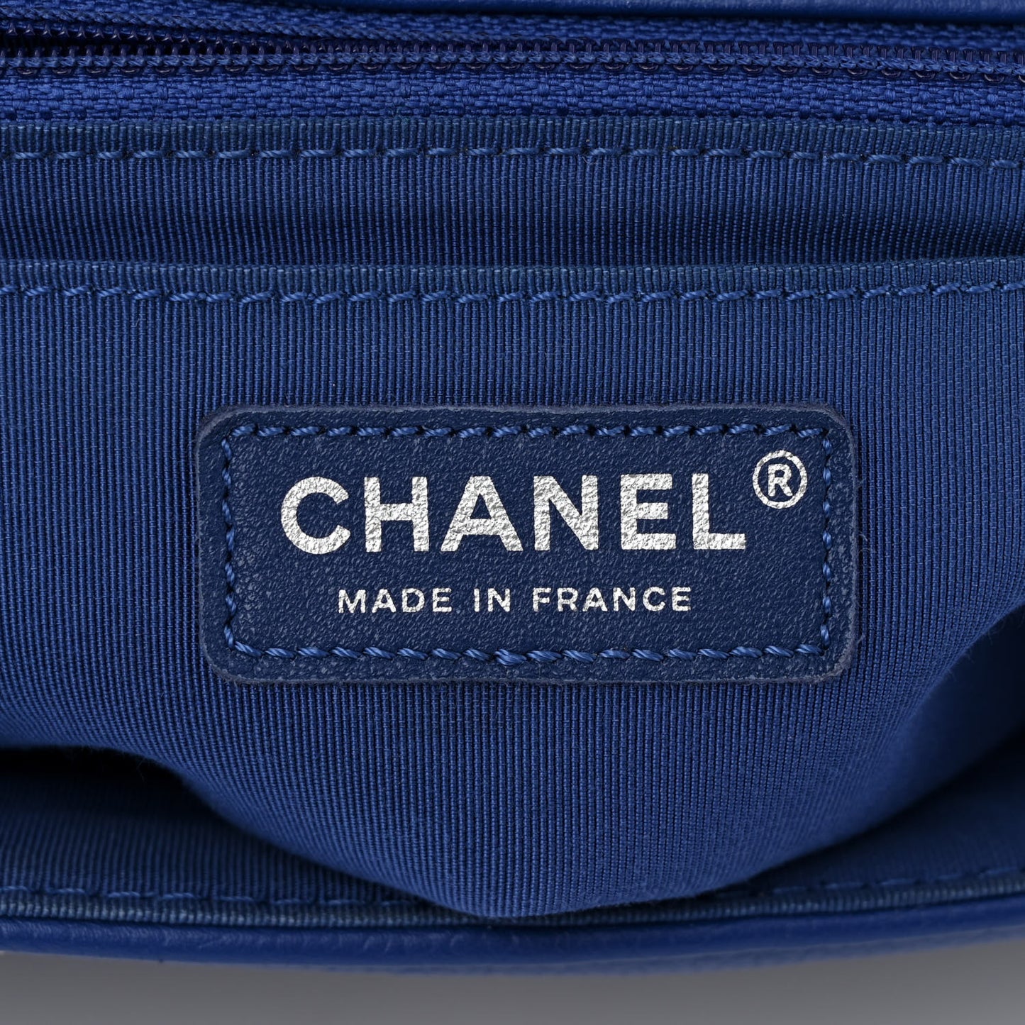 Caviar Chevron Quilted Single Flap Blue