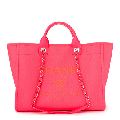 Chanel Mixed Fibers Calfskin Medium Deauville Tote Pink Orange 3 of 12