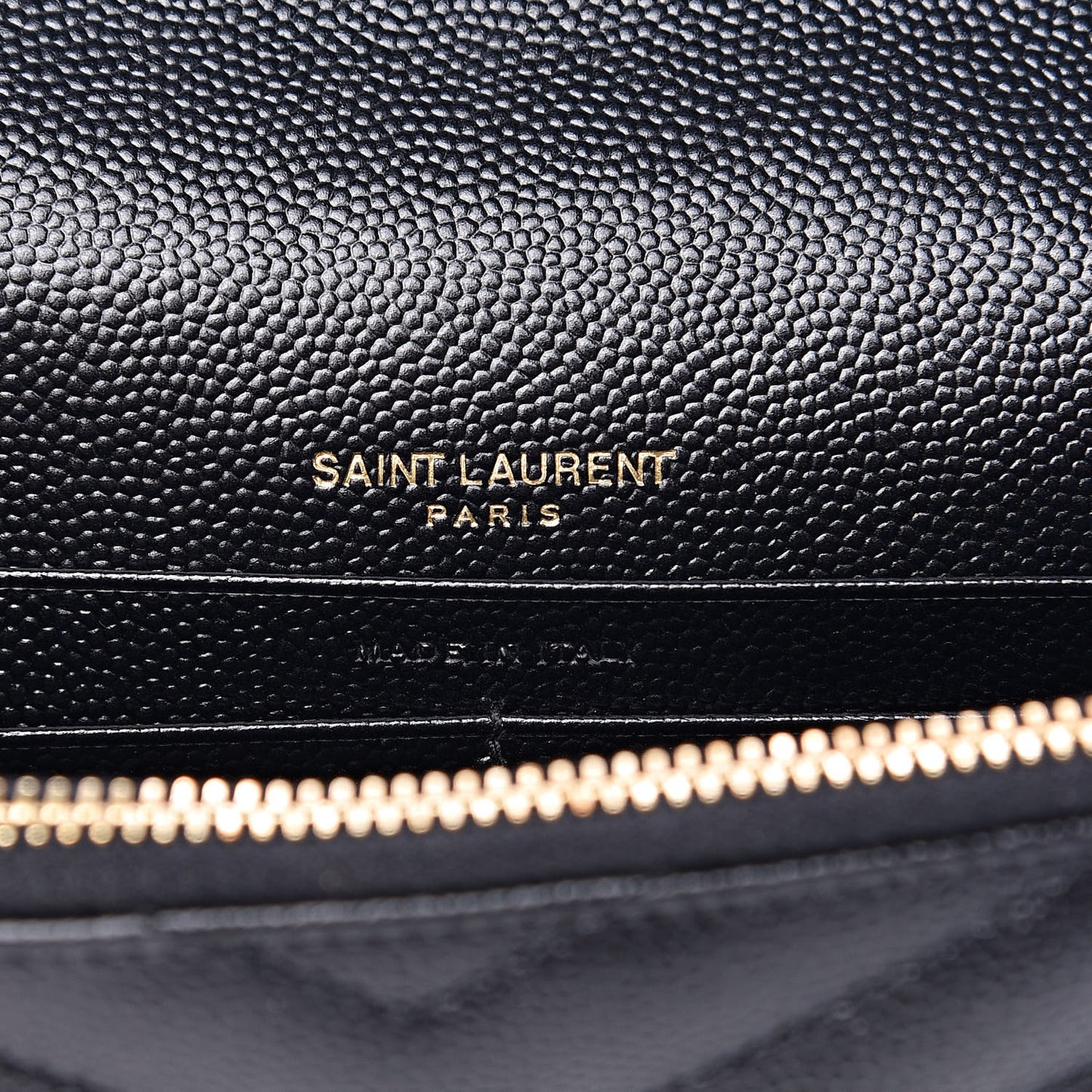 Grain De Poudre Matelasse Chevron Monogram Envelope Chain Wallet Black