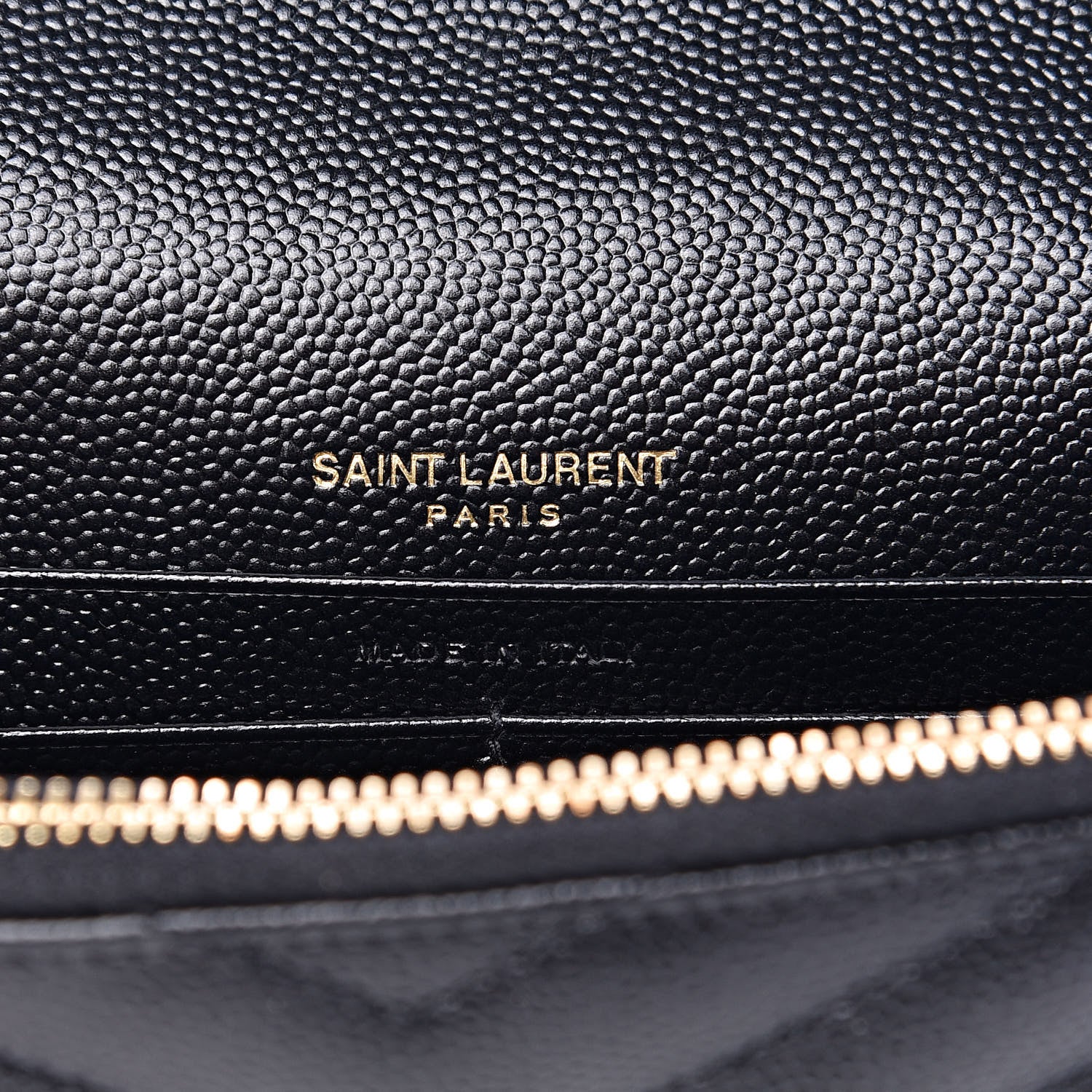 Saint Laurent Grain De Poudre Matelasse Chevron Monogram Envelope Chain Wallet Black 6 of 8
