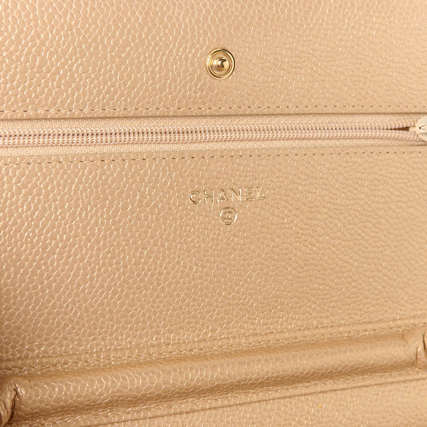 Chanel Pearly Caviar Quilted Wallet On Chain WOC Gold 6 of 12
