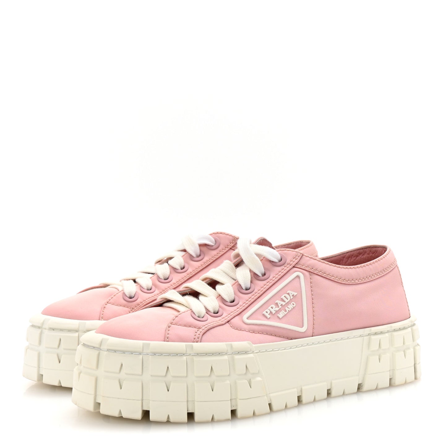 Re-Nylon Gabardine Triangle Logo Double Wheel 50mm Sneakers 37.5 Alabastro