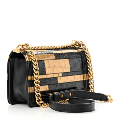 Chanel Crocodile Python Calfskin Embossed Medium Boy Flap Black Gold 3 of 17