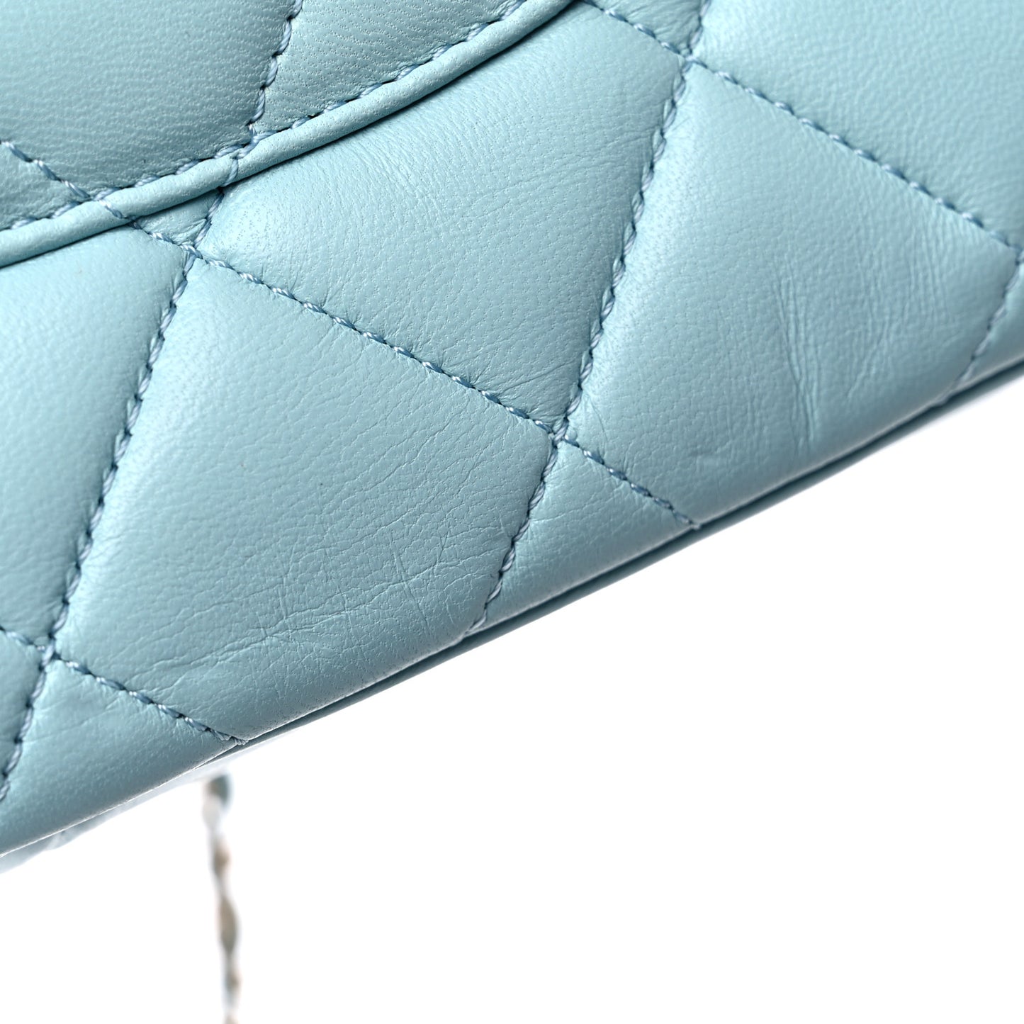 Lambskin Quilted Small Trendy CC Flap Dual Handle Bag Light Blue
