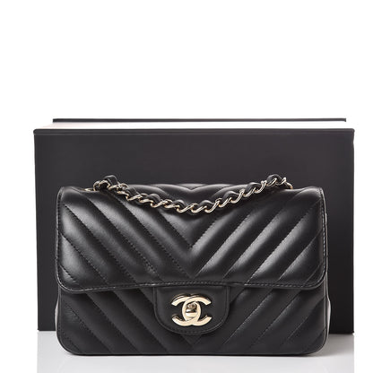 Chanel Lambskin Chevron Quilted Mini Rectangular Flap Black 17 of 17