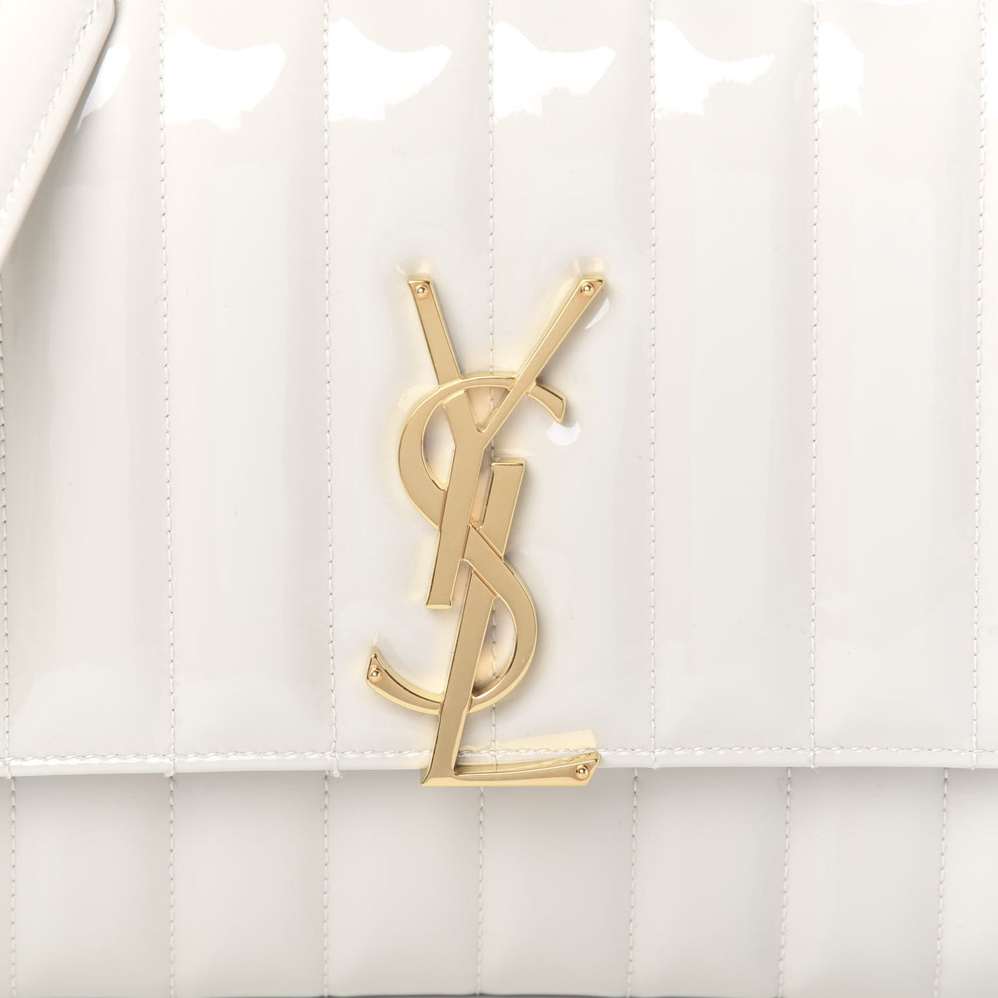 Patent Calfskin Matelasse Monogram Vicky Chain Wallet Off White