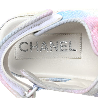 Chanel Printed Fabric Quilted Dad Sandals 35 Green Pink Blue 8 of 8