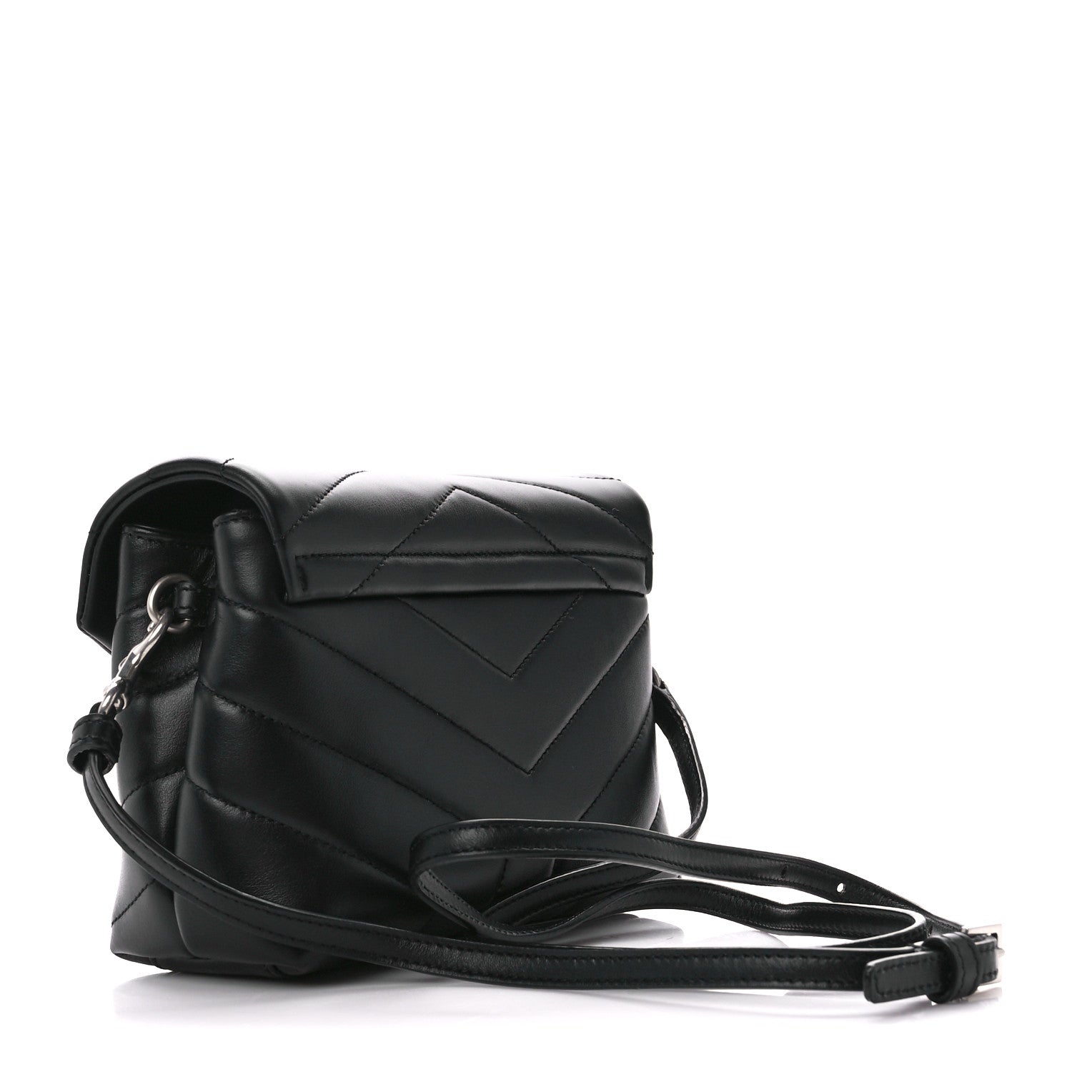 Saint Laurent Calfskin Y Quilted Monogram Toy Loulou Crossbody Bag Black 3 of 11
