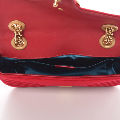 Gucci Velvet Matelasse Mini GG Marmont Shoulder Bag Hibiscus Red 16 of 22