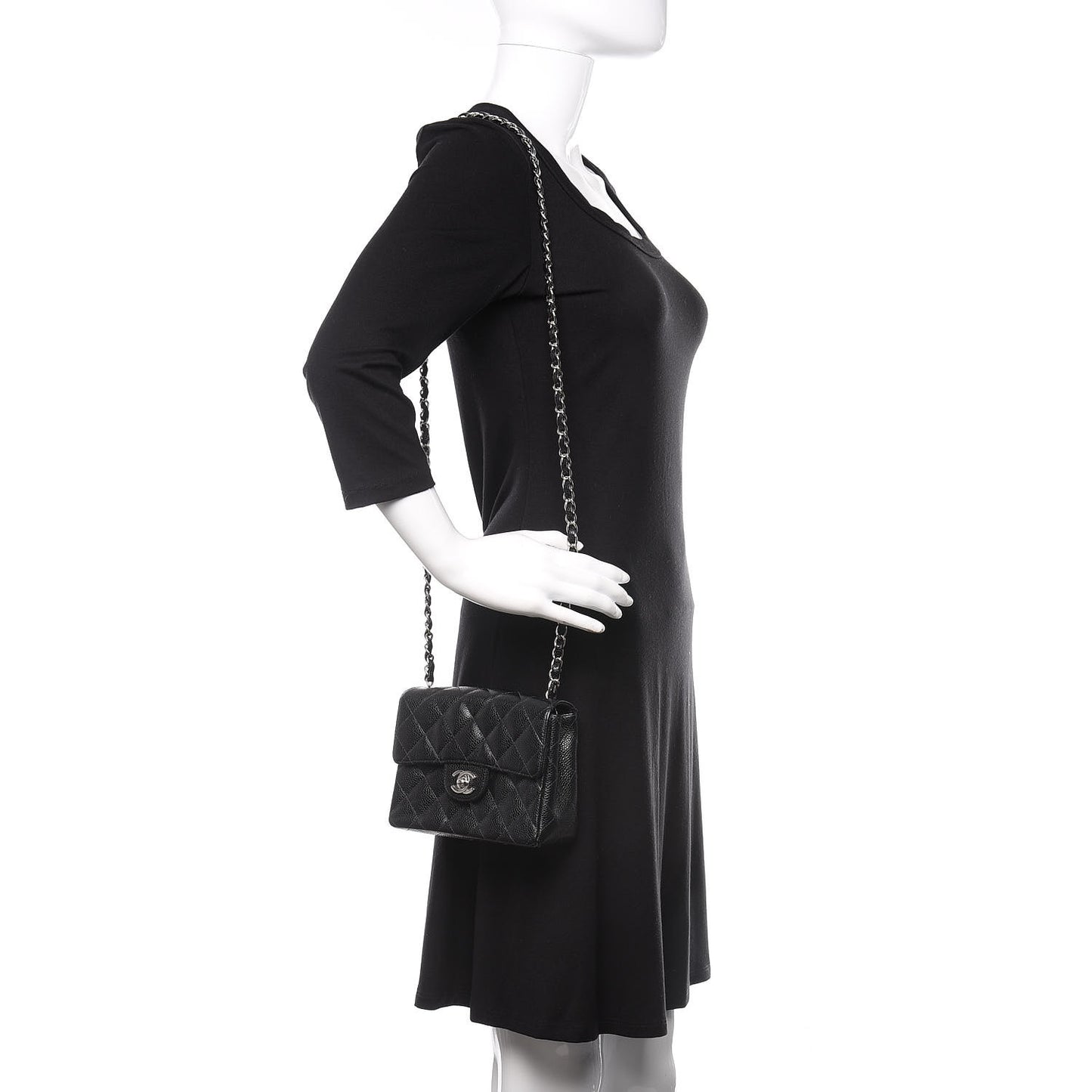 Caviar Quilted Mini Square Flap Black