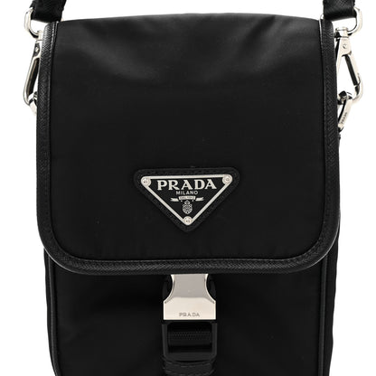 Prada Re-Nylon Saffiano Mini Pocket Single Snap Buckle Messenger Bag Black 7 of 9