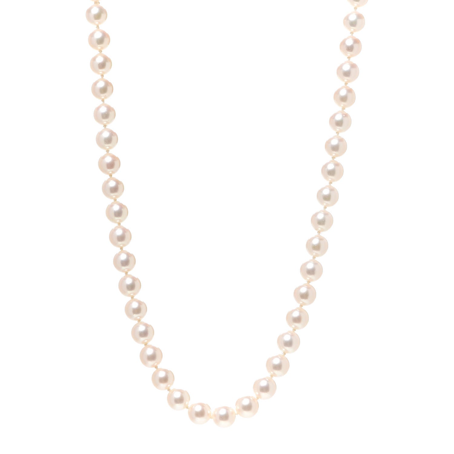 Mikimoto 18K White Gold Diamond Akoya Pearl 7-7.5mm Strand Necklace 16" 1 of 5