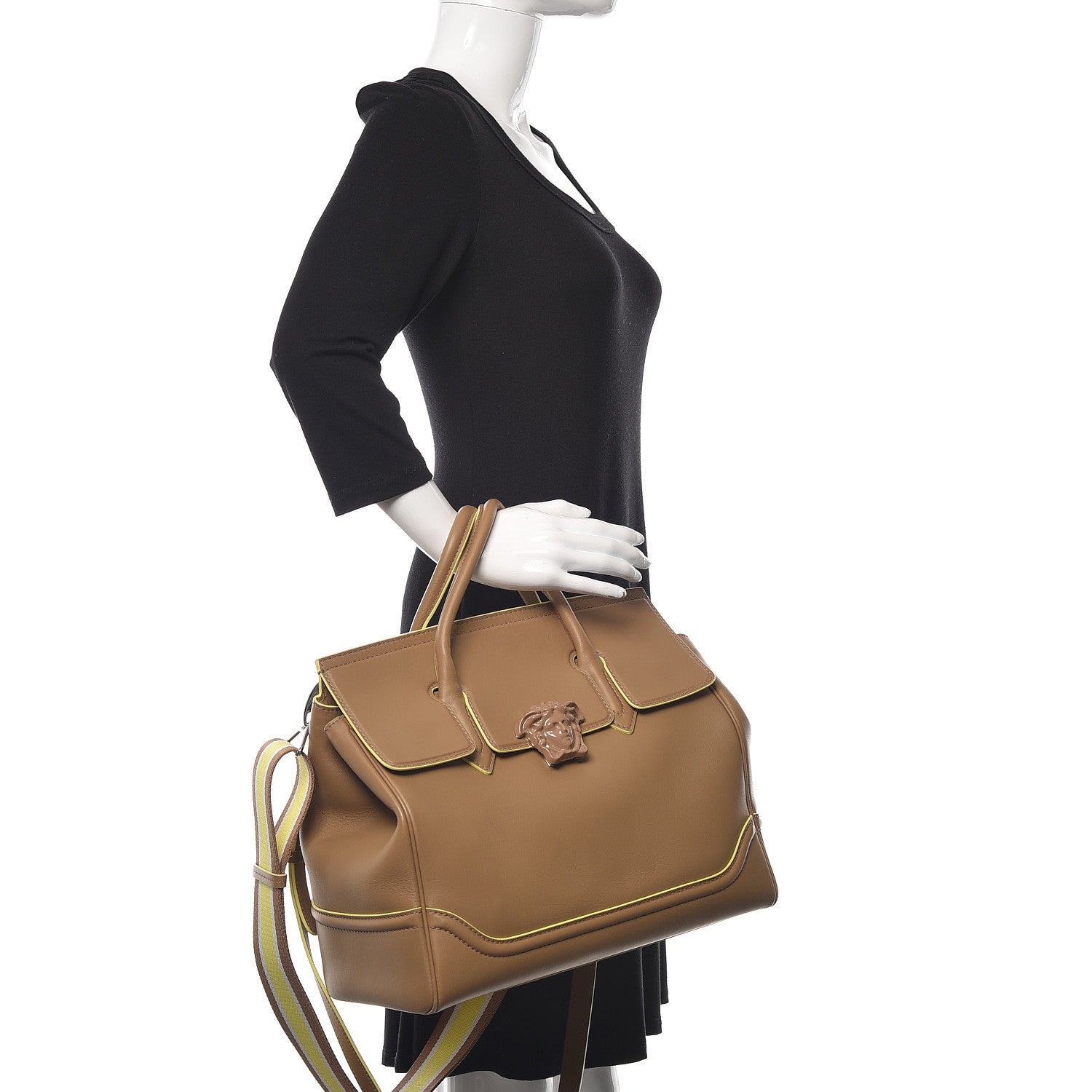Versace Calfskin Large Palazzo Empire Bag Beige 2 of 16
