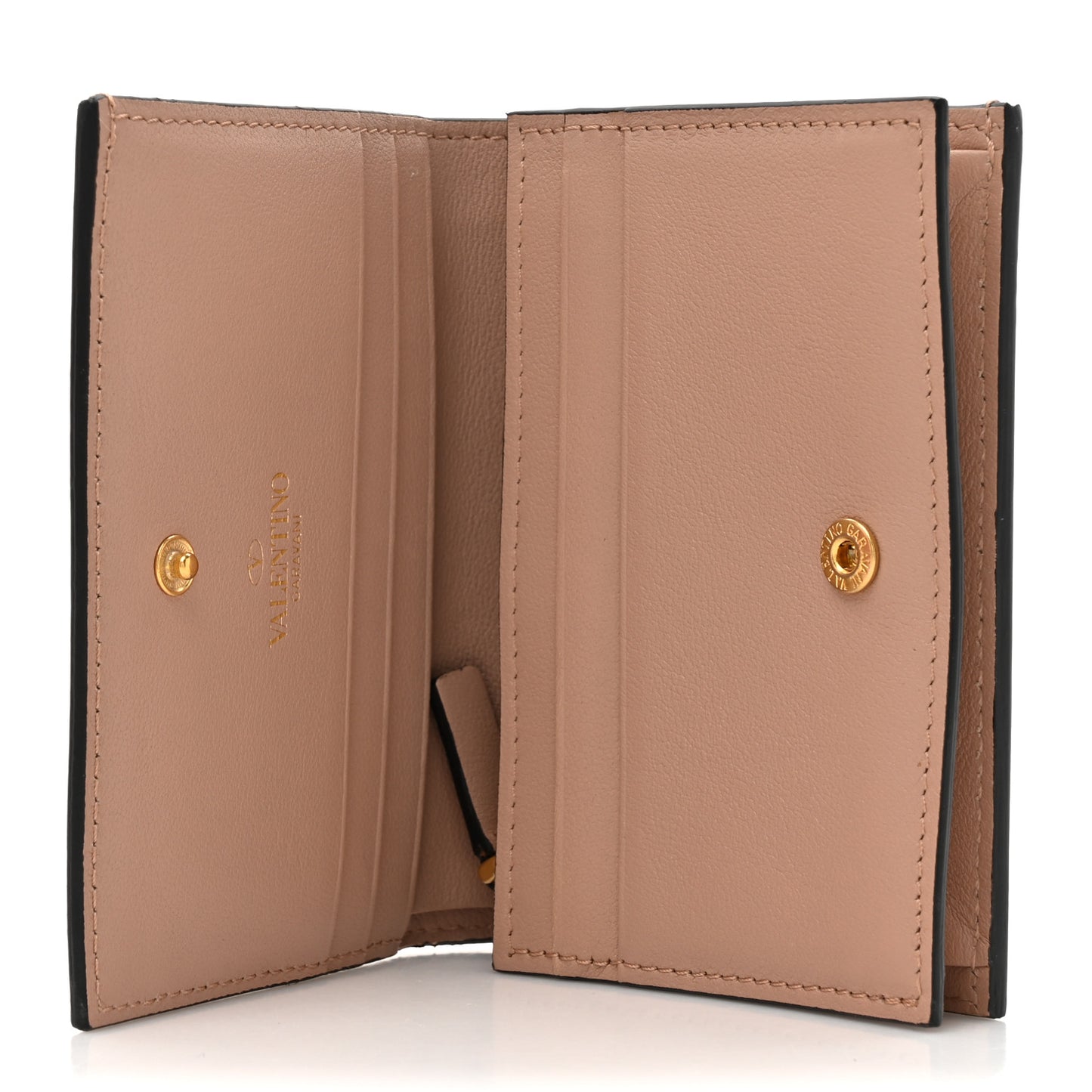 Calfskin Vlogo French Flap Wallet Rose Cannelle