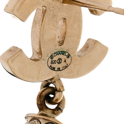 Chanel Crystal Pearl CC Drop Earrings Gold 4 of 5
