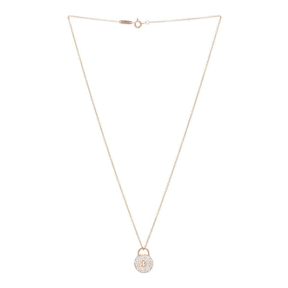 Tiffany 18K Rose Gold Diamond Lock Pendant Necklace 3 of 5