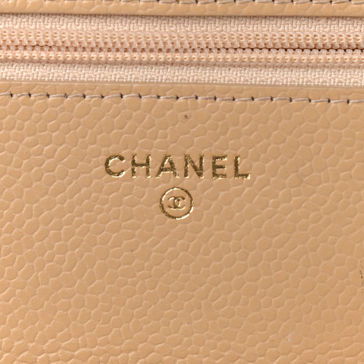 Caviar Quilted Wallet On Chain WOC Beige