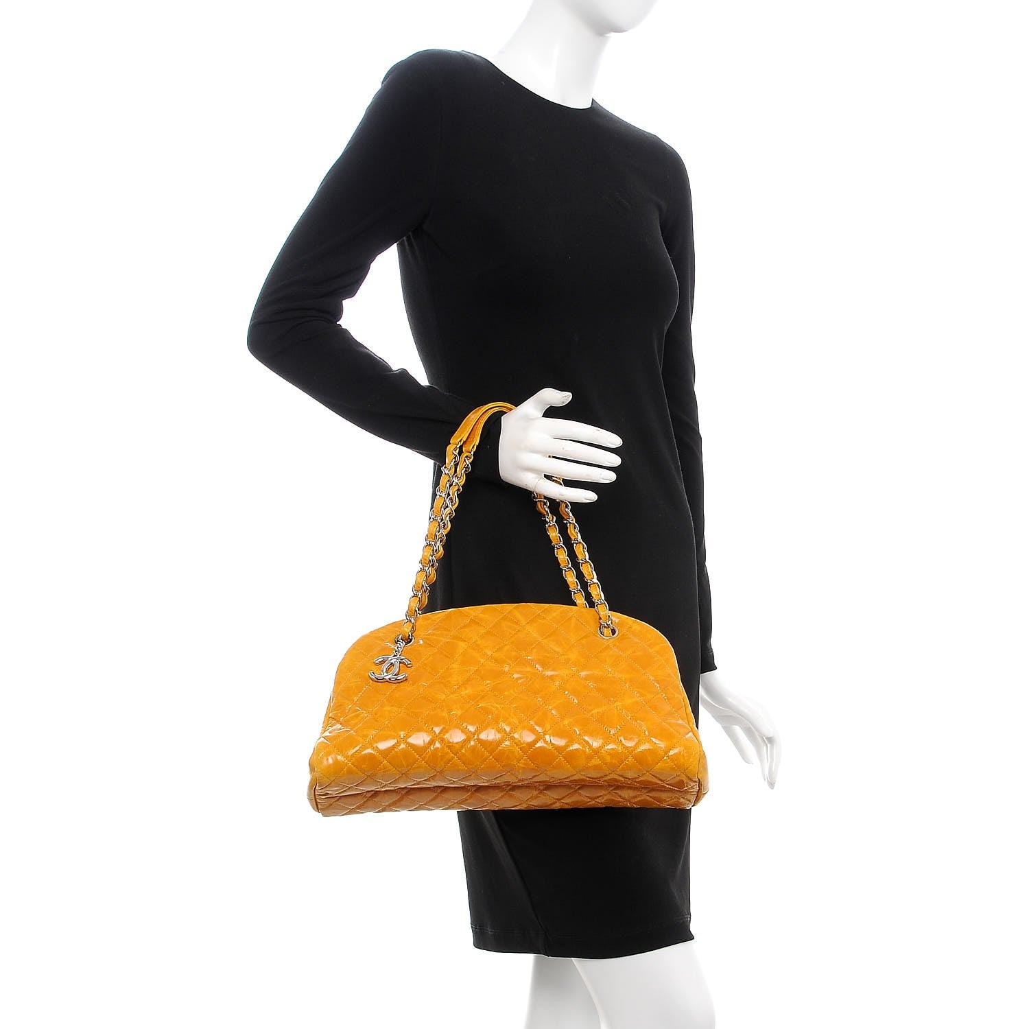 Chanel Glazed Calfskin Quilted Medium Just Mademoiselle Bowling Bag Dark Orange 2 of 13