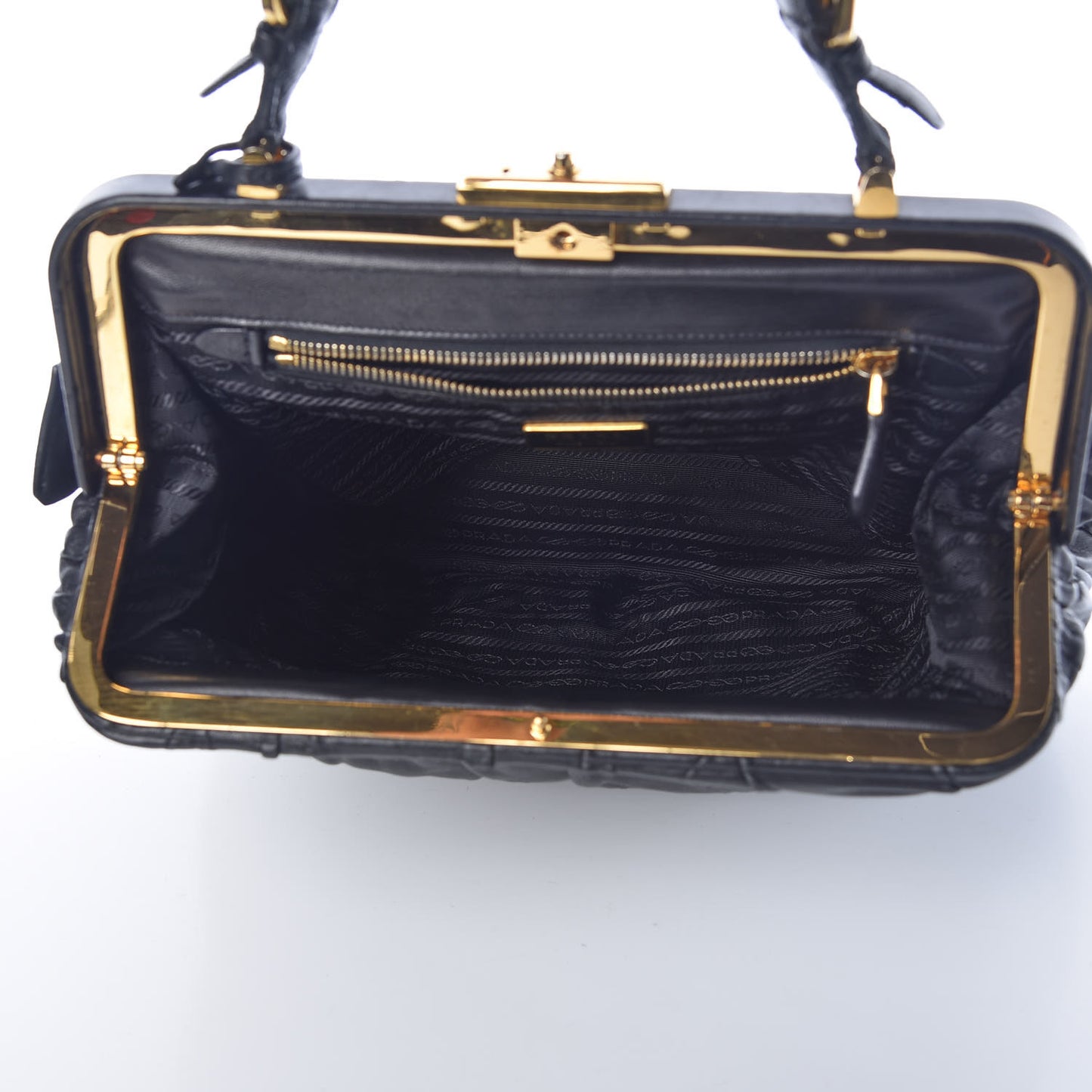 Nappa Dressy Gaufre Framed Tote Black