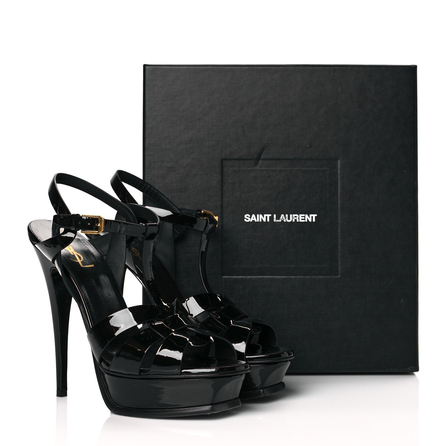 Saint Laurent Patent Tribute 105 Platform Sandals 40 Black 12 of 12