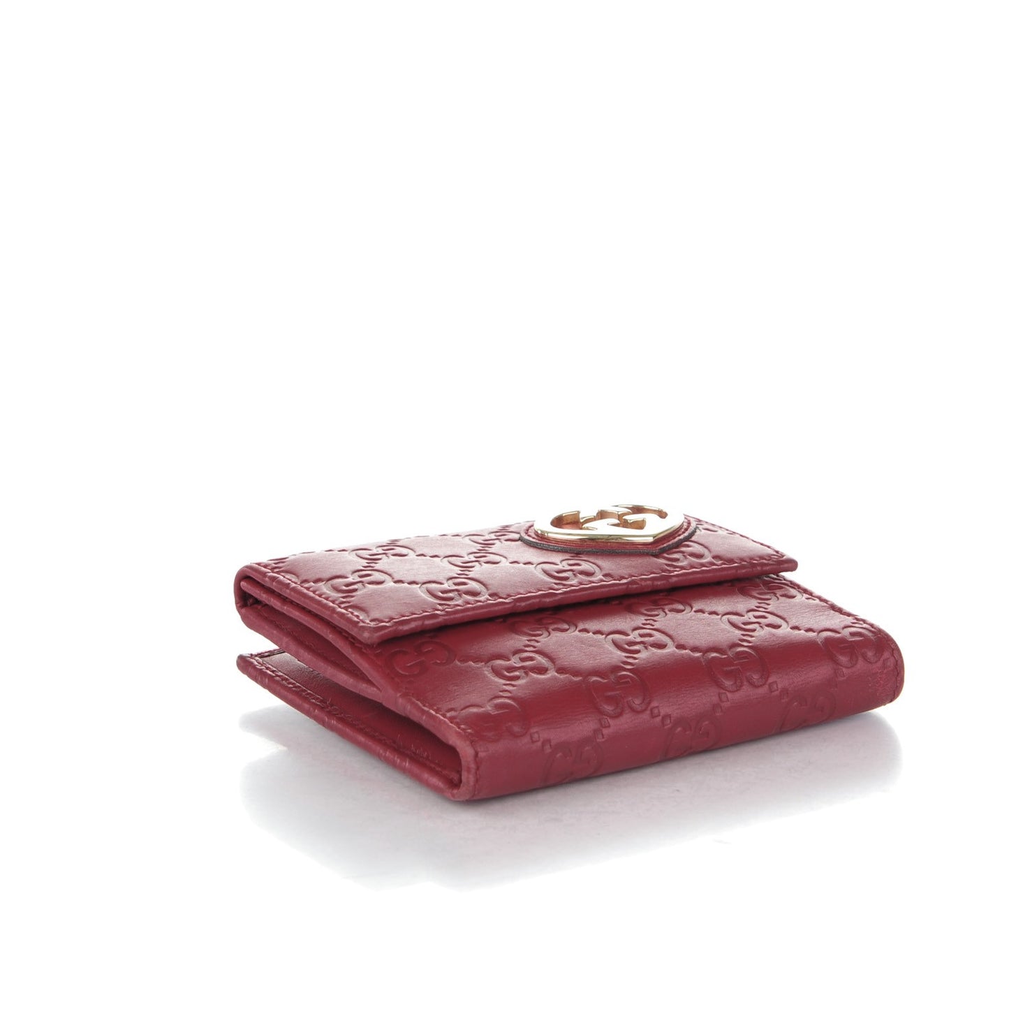 Guccissima Lovely Heart French Flap Wallet Red