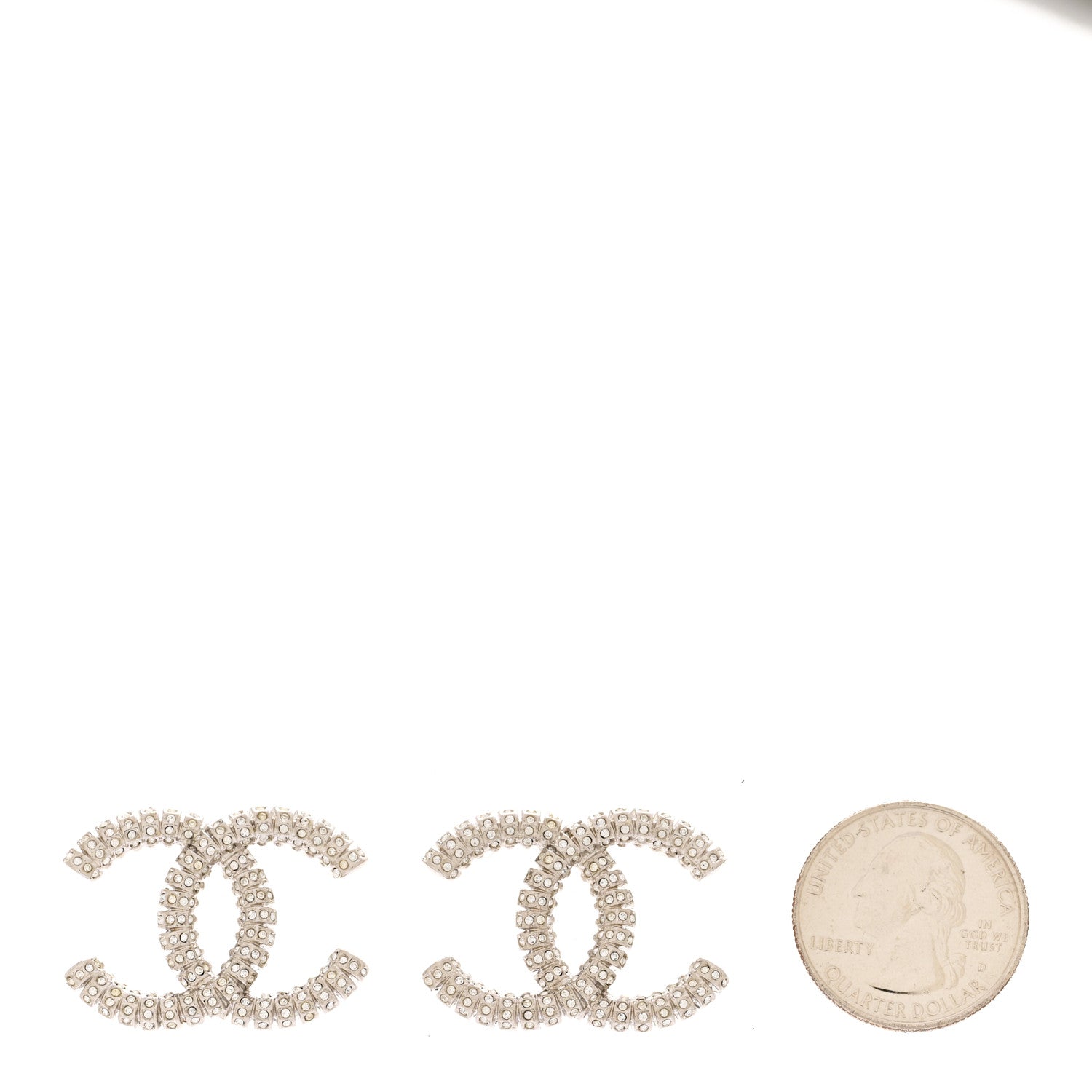 Chanel Crystal Large CC Earrings Silver 2 of 4
