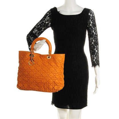 Christian Dior Lambskin Cannage Soft Lady Dior Tote Orange 2 of 8