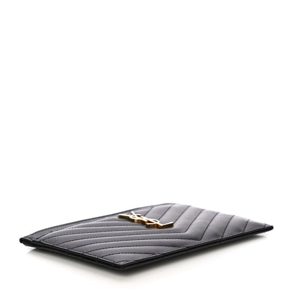Saint Laurent Grain De Poudre Chevron Monogram Bill Pouch Black 4 of 10