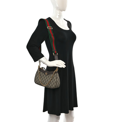 Gucci GG Supreme Monogram Textured Dollar Calfskin Web Small Ophidia GG Handbag Beige Ebony New Acero 2 of 11