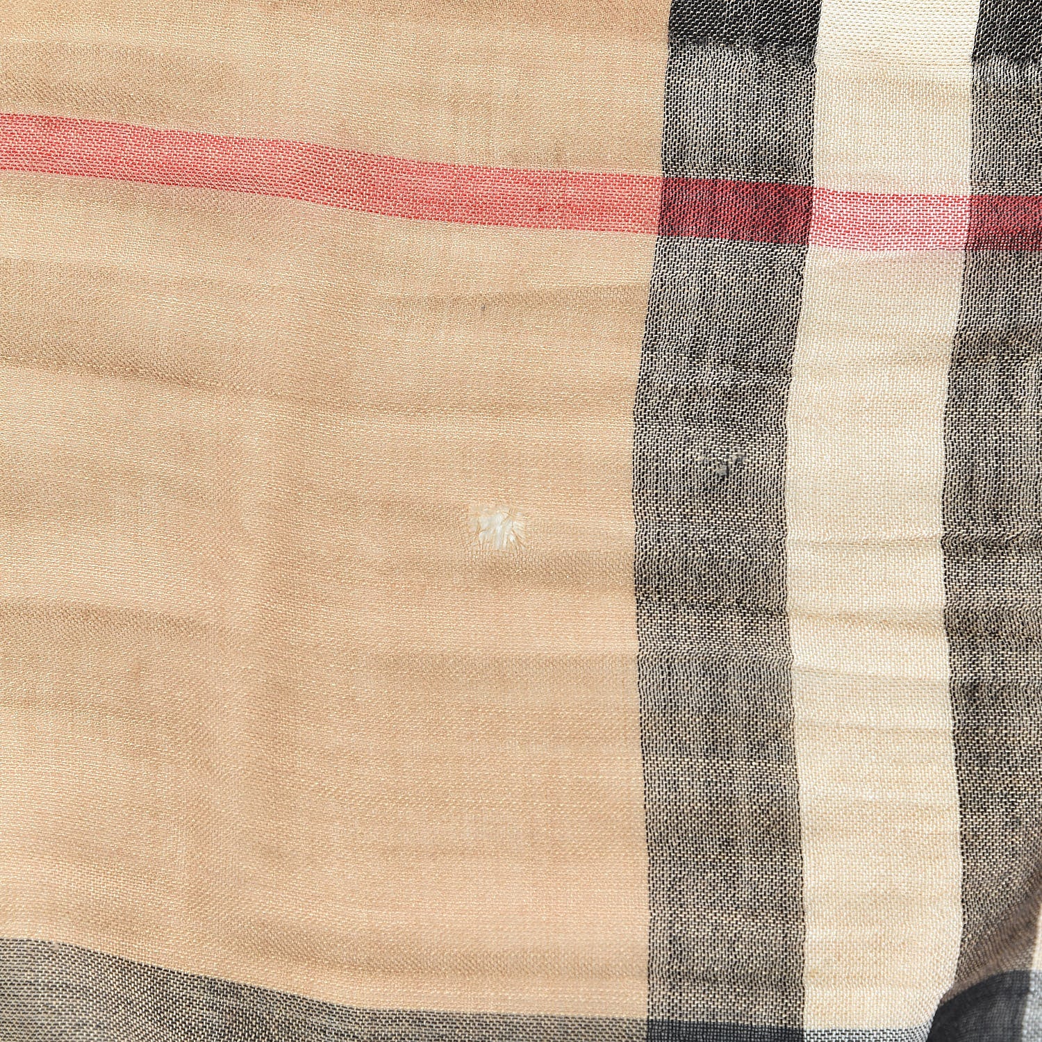 Burberry Cotton Silk Wool Check Bandana Scarf Camel 4 of 4