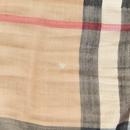 Burberry Cotton Silk Wool Check Bandana Scarf Camel 4 of 4
