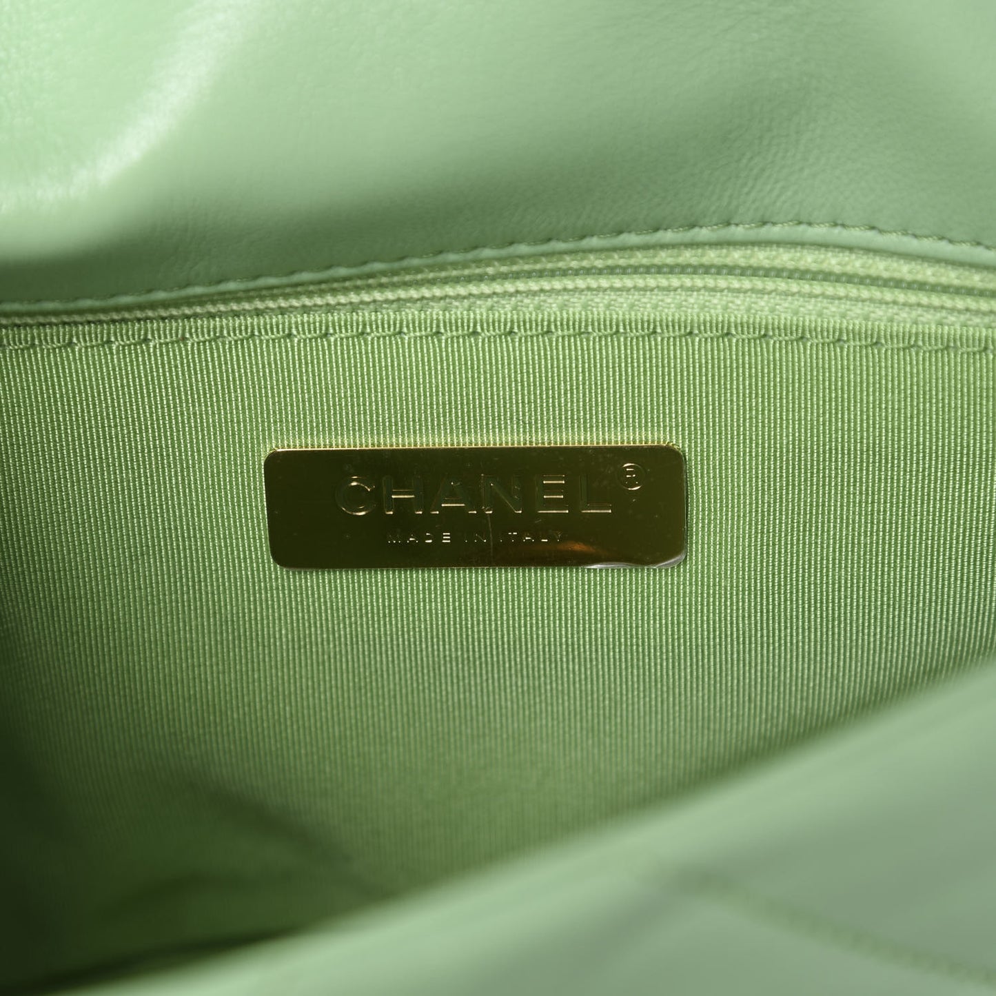 Goatskin Quilted Medium 19 Flap Light Green