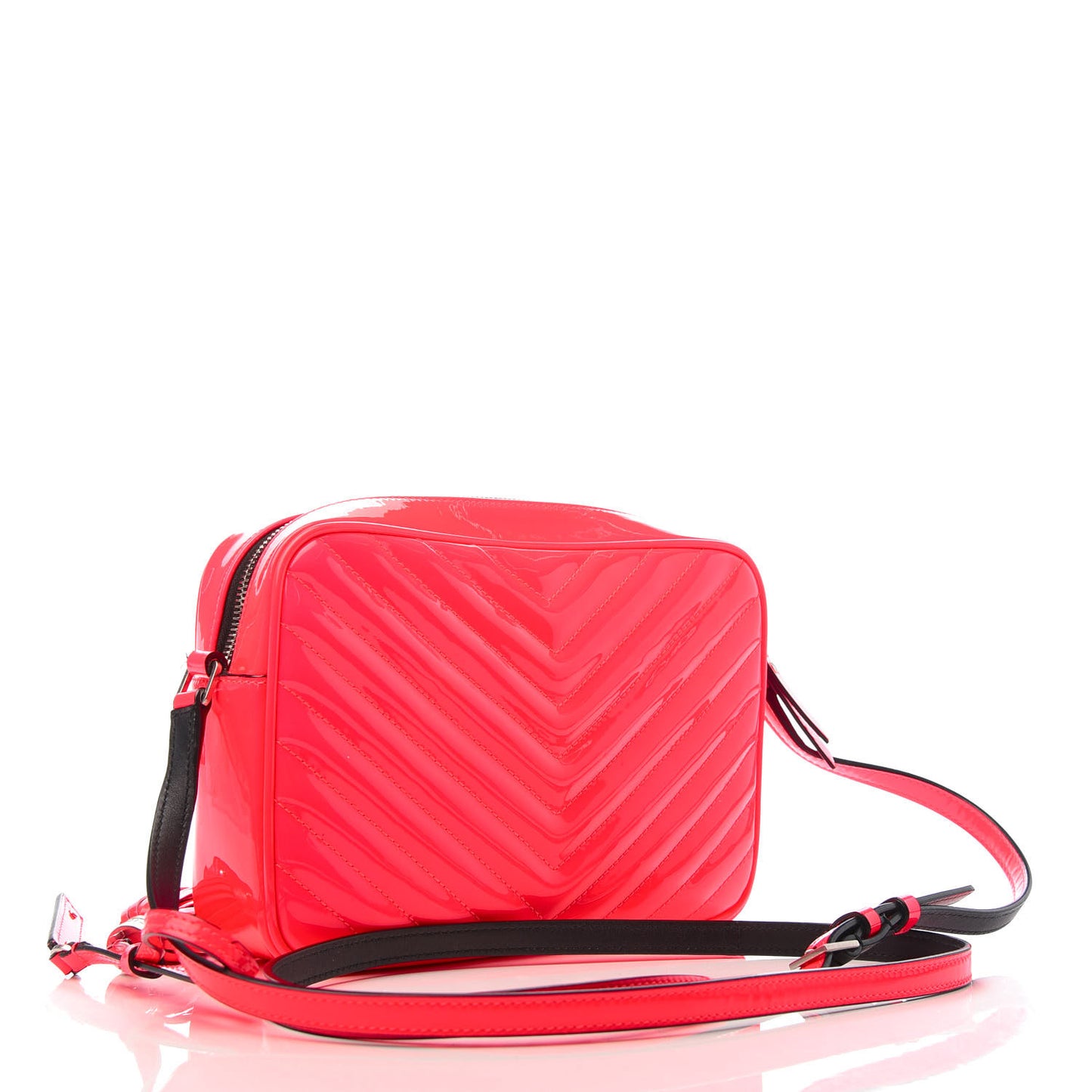 Patent Calfskin Matelasse Monogram Lou Camera Bag Neon Pink