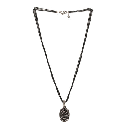 David Yurman Sterling Silver Diamond Midnight Melange Oval Enhancer Pendant Four Strand Necklace 3 of 6