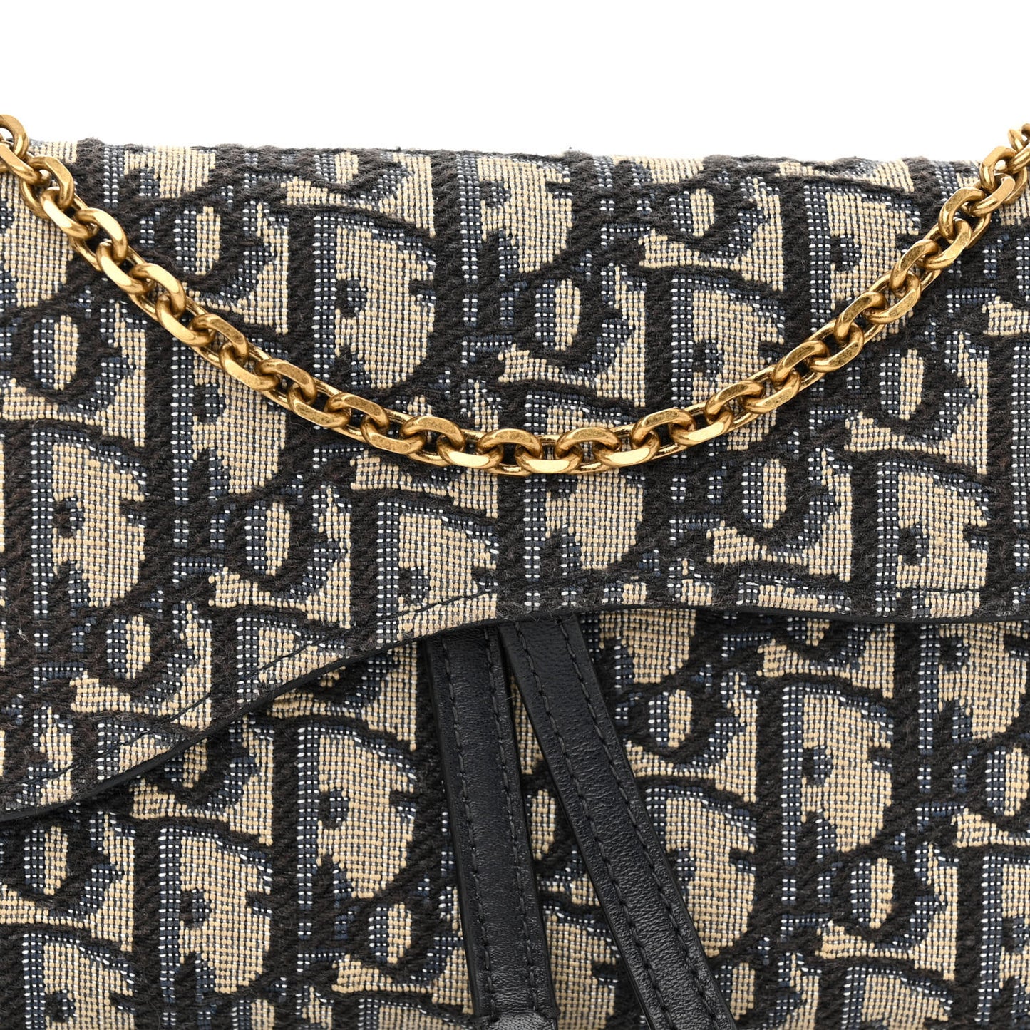 CHRISTIAN DIOR Oblique Saddle Chain Long Wallet Blue