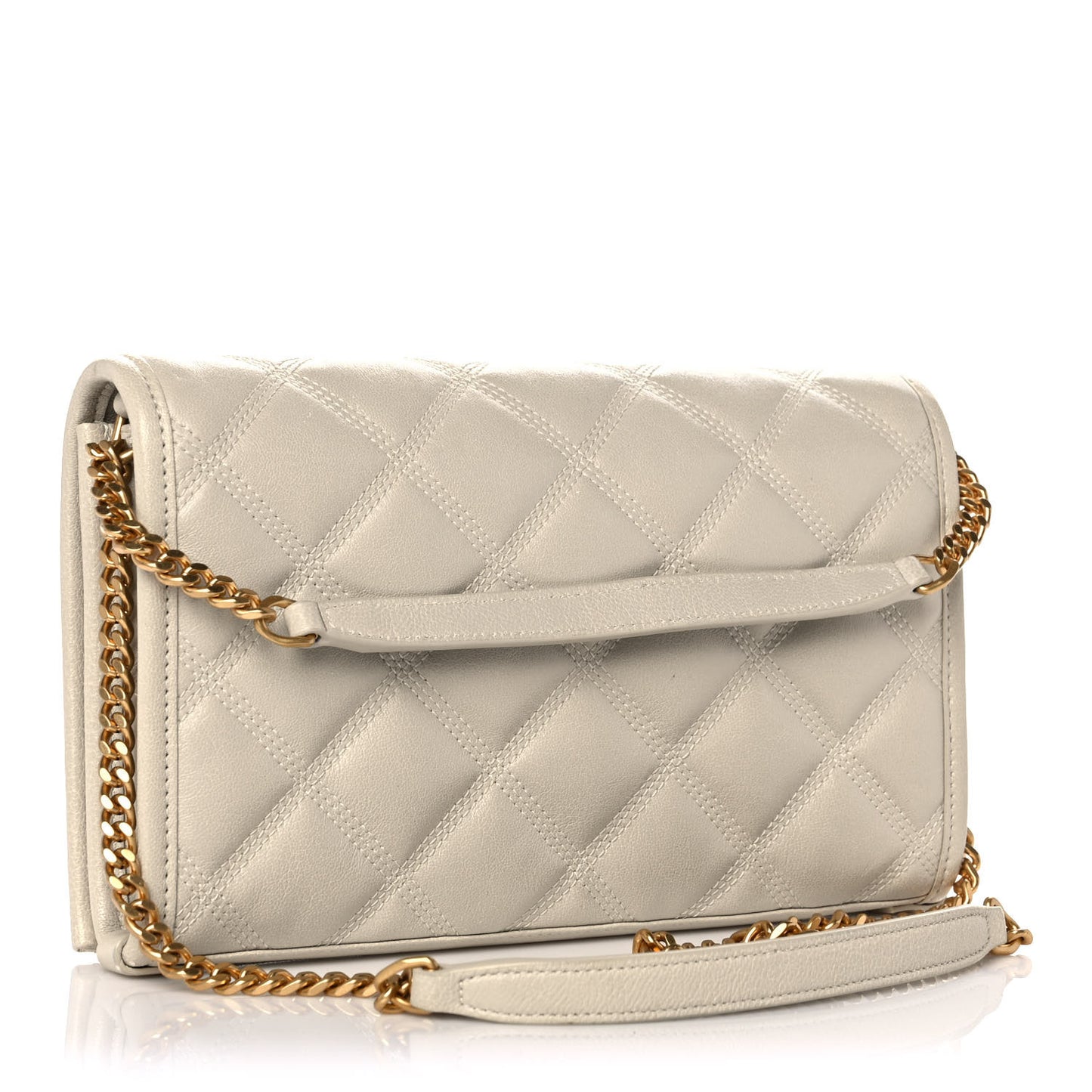 Lambskin Diamond Quilted Becky Chain Wallet Blanc Vintage