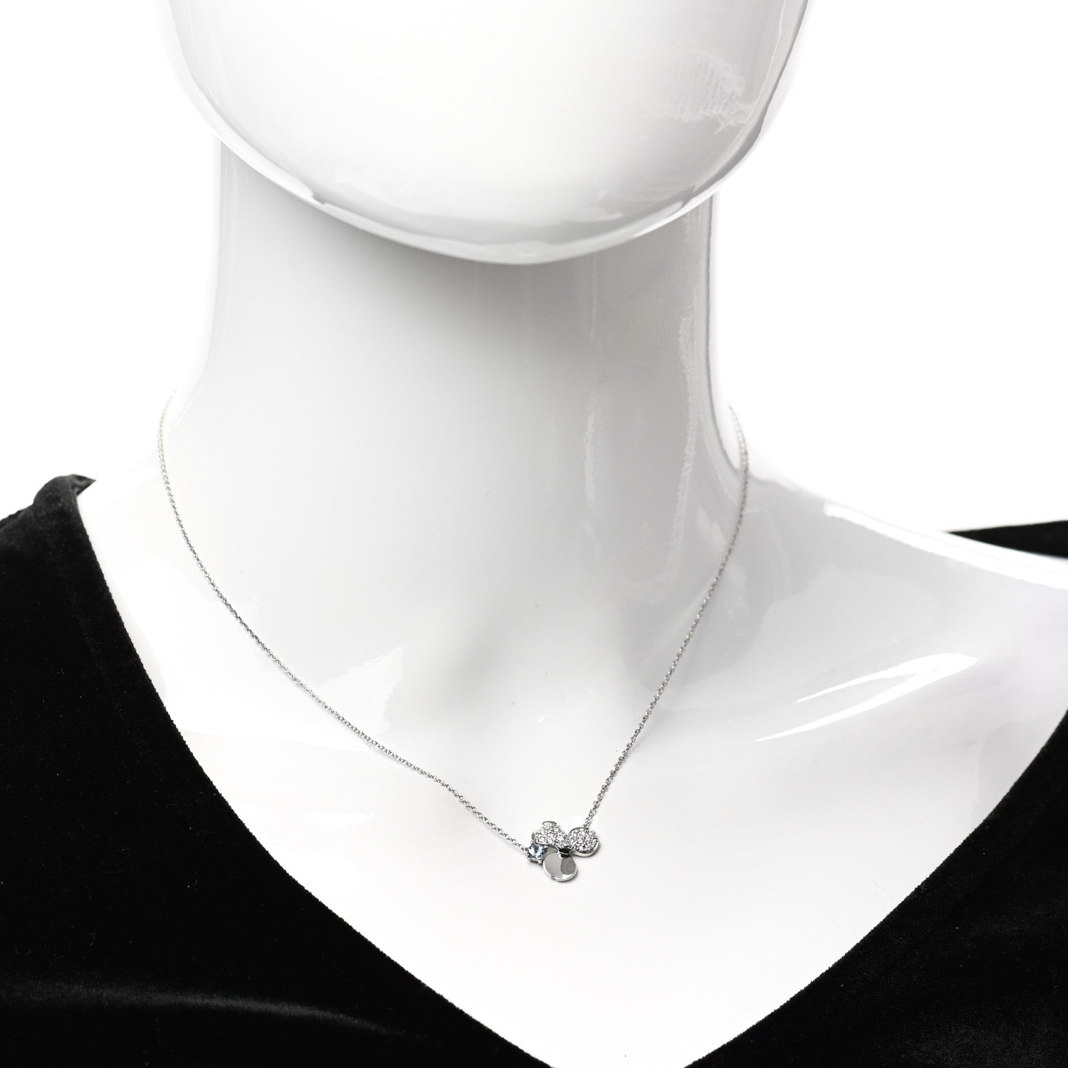 Tiffany Platinum Diamond Aquamarine Paper Flowers Pendant Necklace 2 of 5