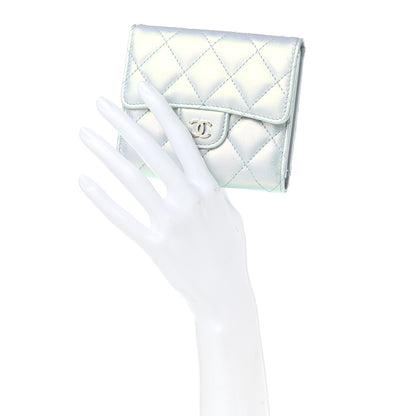 Chanel Iridescent Calfskin Quilted Compact Flap Wallet Light Blue 2 of 10