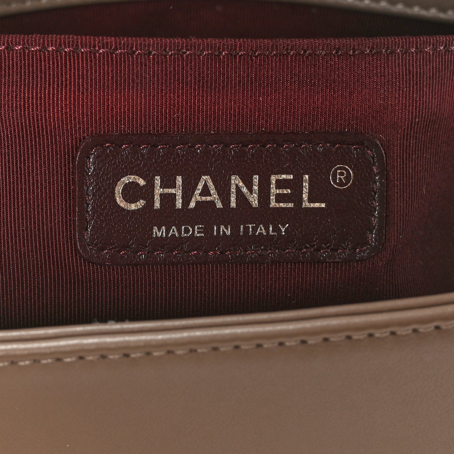 Calfskin Chevron Quilted Medium Boy Flap Taupe