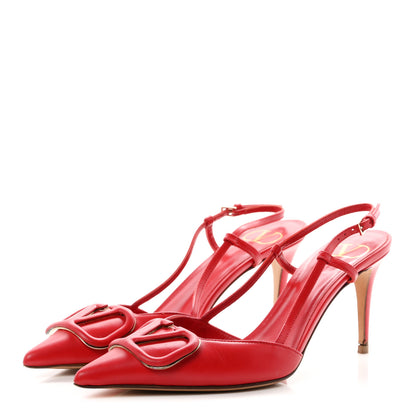 Valentino Garavani Calfskin Tonal Signature Vlogo Slingback 80mm Pumps 36.5 Rouge Pur 3 of 10