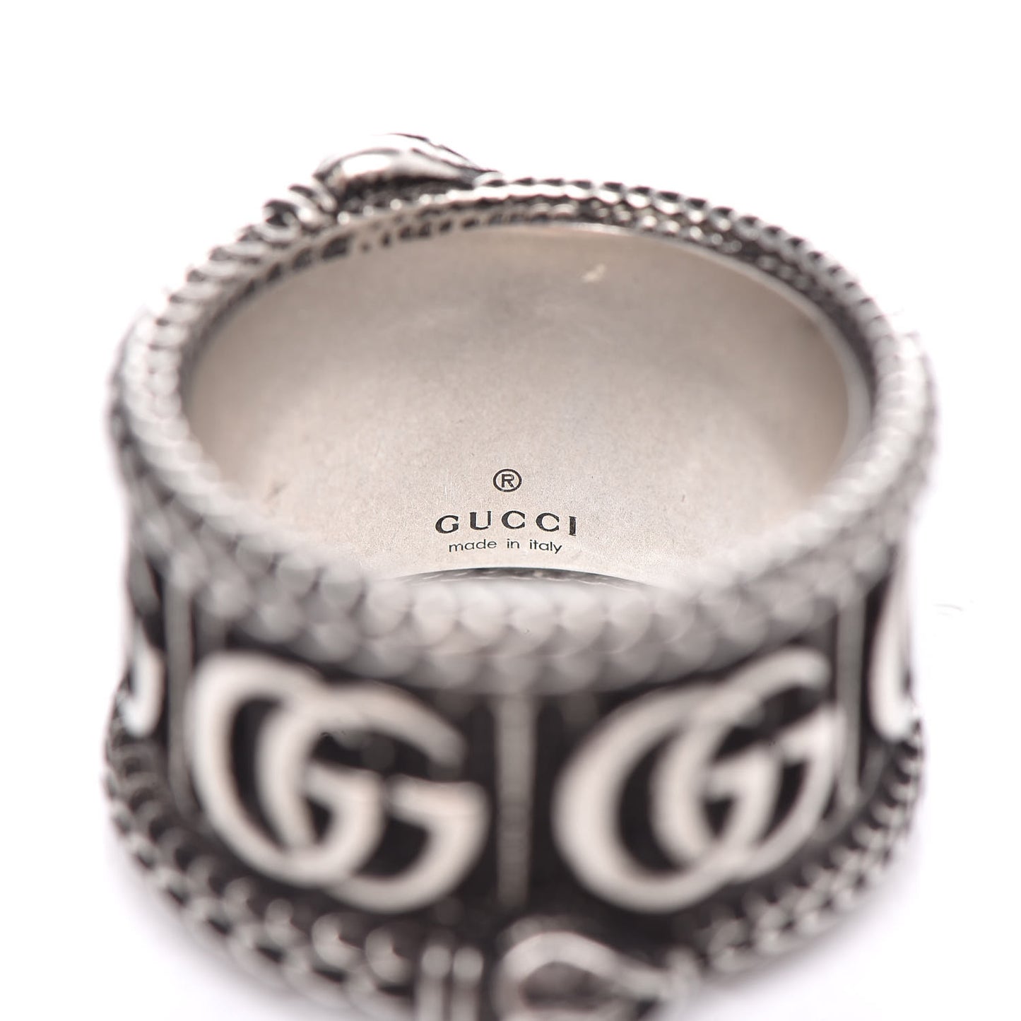 Sterling Silver GG Marmont Snake Band Ring 55 7.5