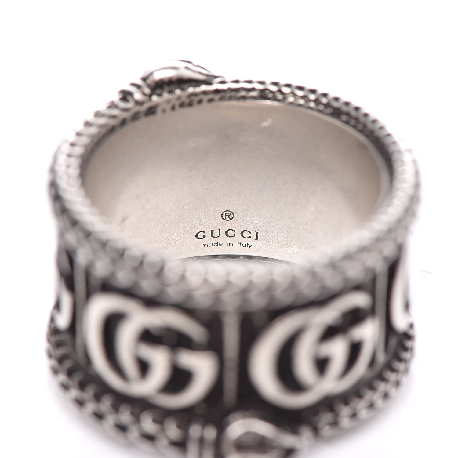 Gucci Sterling Silver GG Marmont Snake Band Ring 55 7.5 5 of 8