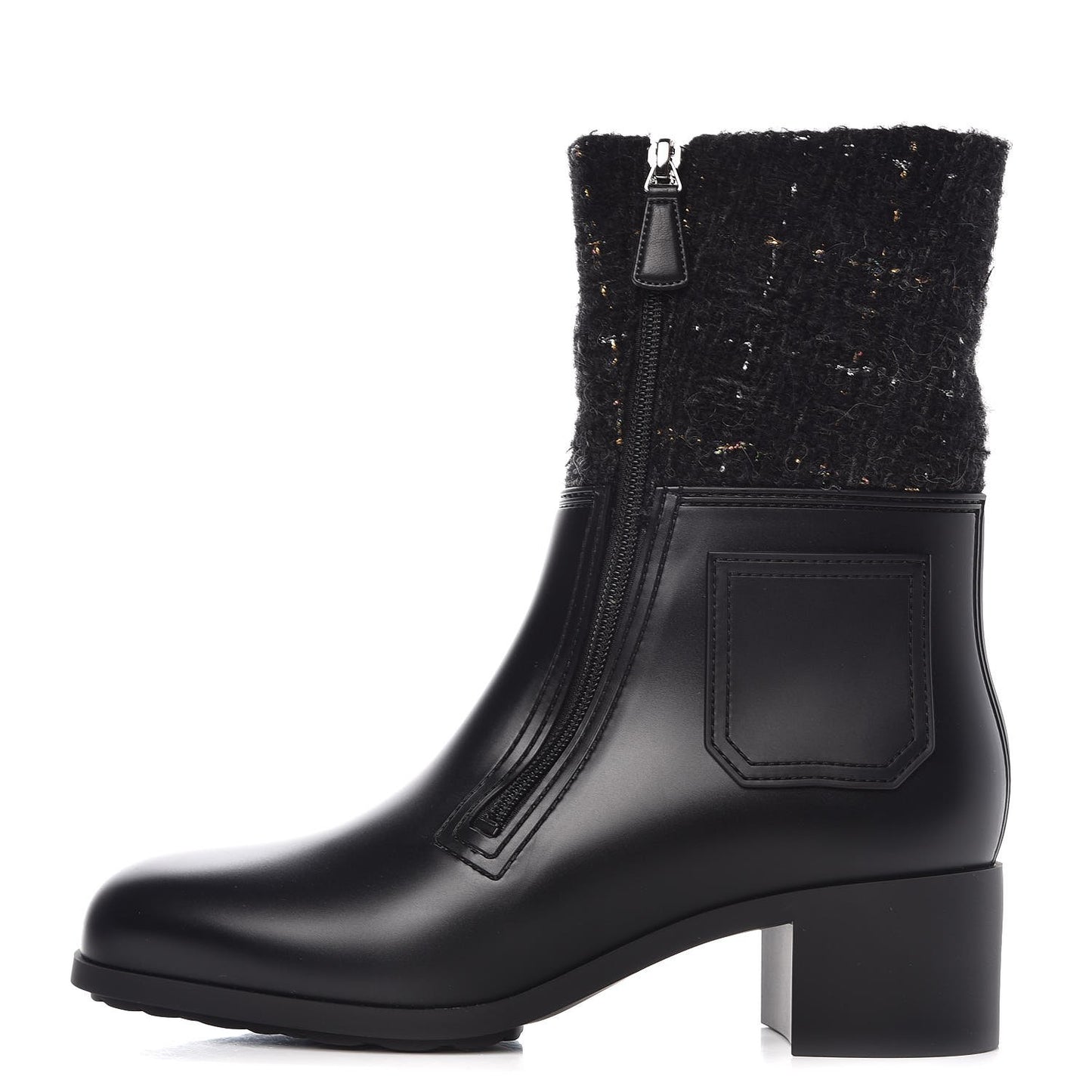 PVC Tweed High Boots 41 Black