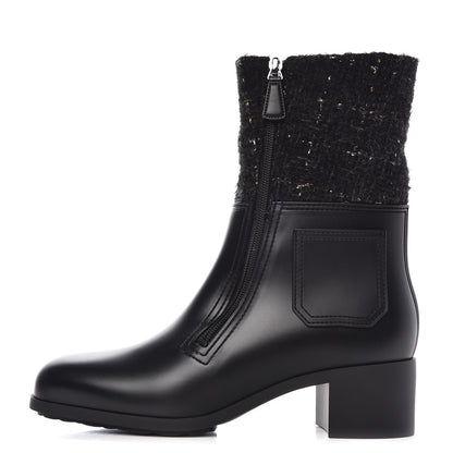 Chanel PVC Tweed High Boots 41 Black 1 of 9